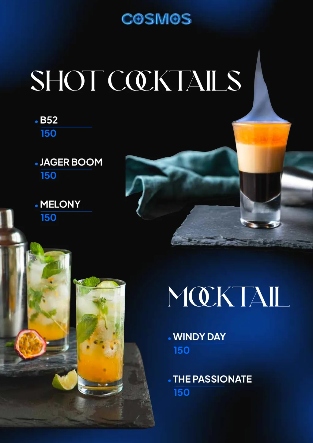 Menu Cosmos Lounge bar Quận 1