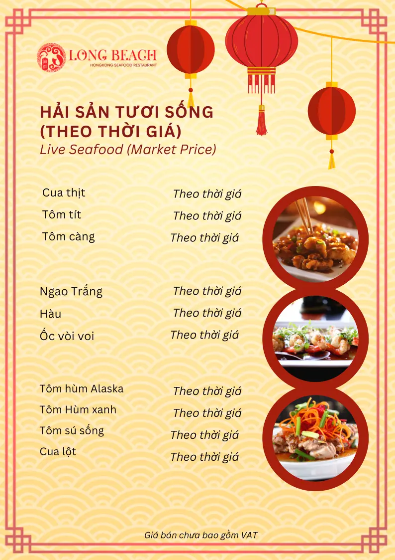 Menu Long Beach Hongkong Seafood Phan Thiết