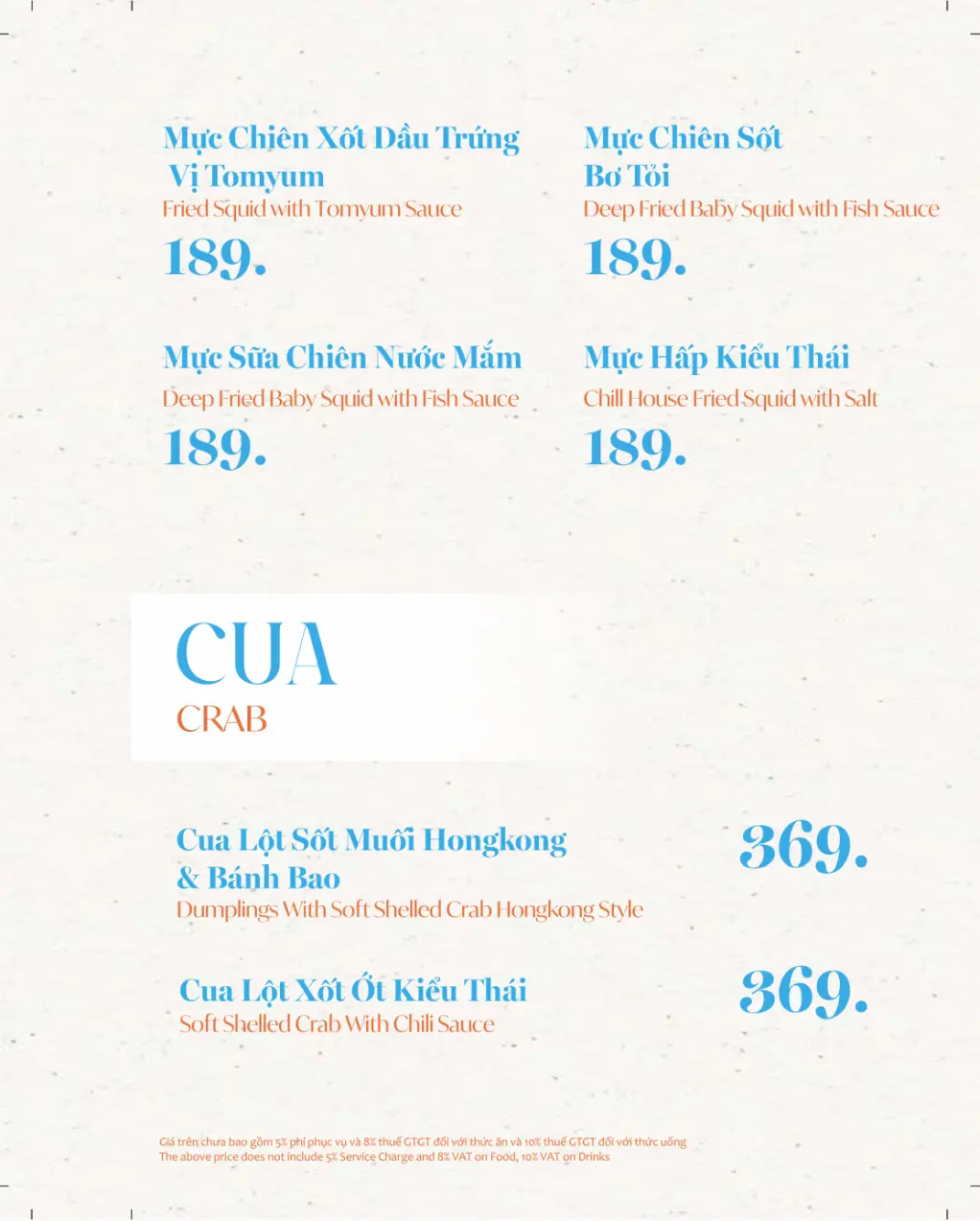 Menu Chillhouse Bình Khánh Quận 2