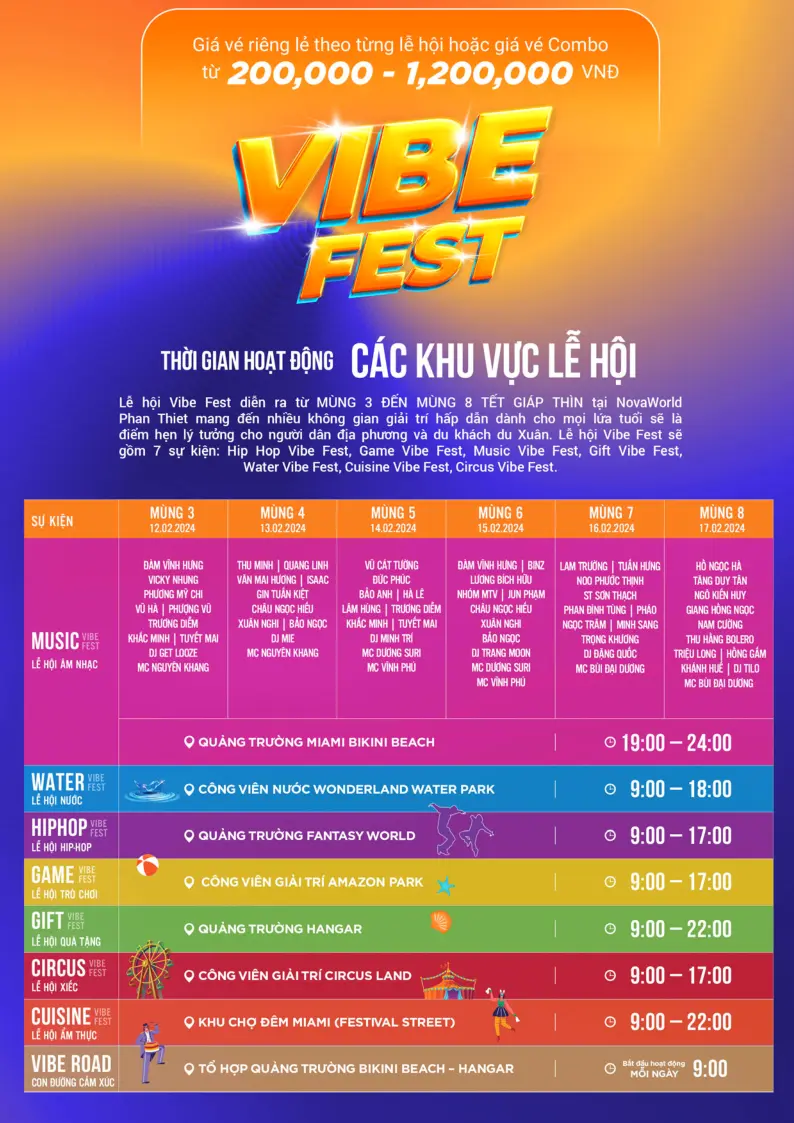 Lịch trình Music Vibe Fest Phan Thiết