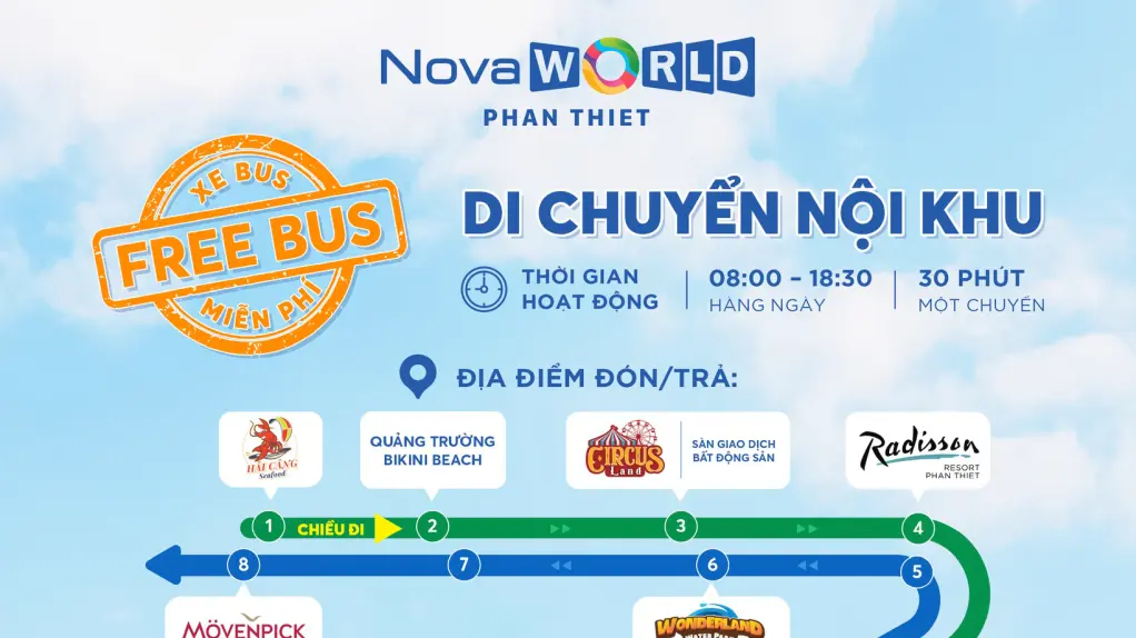 Xe bus miễn phí đưa đón NovaWorld Phan Thiết