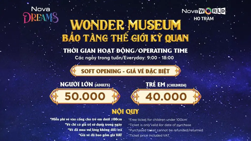 Giá vé Wonder Museum Hồ Tràm